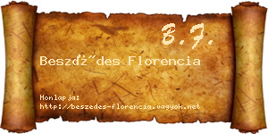 Beszédes Florencia névjegykártya